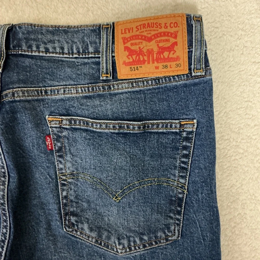 Levi's 514 Straight Fit Jeans Mens 38x30(FIT38x29) Blue Medium Wash Denim